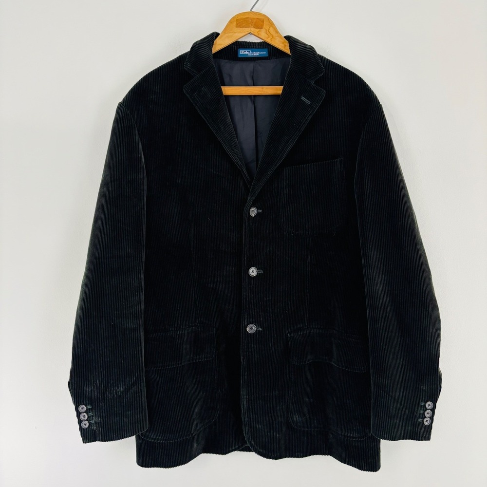 Vintage Polo Ralph Lauren Mens Corduroy Blazer Chore Jacket Green Olive Coat M
